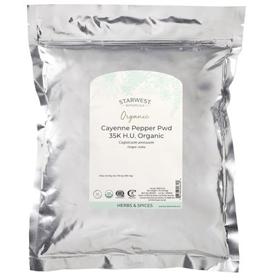 Starwest Botanicals, Organic Cayenne Pepper Powder 35K H.U., 1 funt (453,6 g)