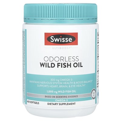 SWISSE, ULTIBOOST®, bezwonny dziki olej rybny, 1000 mg, 400 miękkich SWISSE, ULTIBOOST®, bezwonny dziki olej rybny, 1000 mg, 400 miękkich