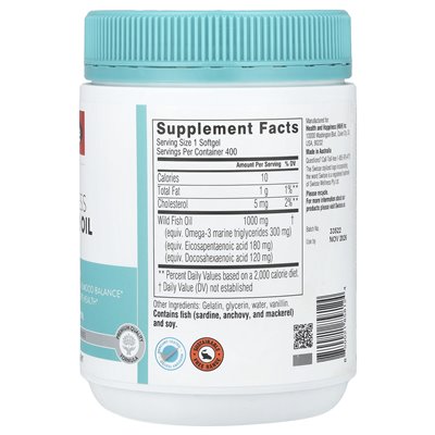 SWISSE, ULTIBOOST®, bezwonny dziki olej rybny, 1000 mg, 400 miękkich SWISSE, ULTIBOOST®, bezwonny dziki olej rybny, 1000 mg, 400 miękkich