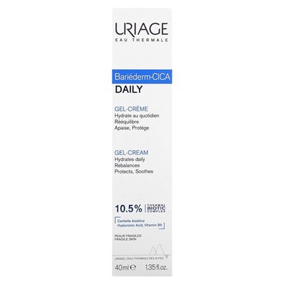 Uriage, Bariéderm-CICA, Daily Gel Cream, Brittle Skin, Fragrance Free, 1.35 fl.Oz (40 ml)