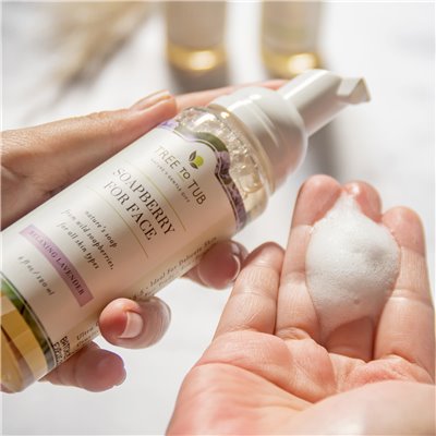 Bath Tree, Foaming Soap Cleansing Face Wash, Moisturizing, pH Balanced for Dry, Sensitive Skin, Lavender