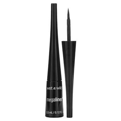 Wet n Wild, megaliner, liquid eyeliner, black, 0.12 fl oz (3.5 ml)