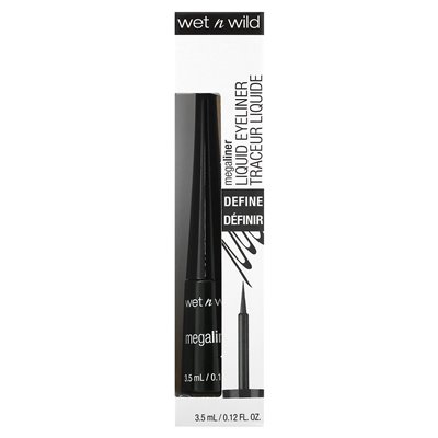 Wet n Wild, Megaliner, flüssiger Eyeliner, schwarz, 0,12 fl oz (3,5 ml)