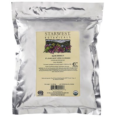 Starwest Botanicals, ekologiczne zioło rzeki St. John's, Cut & Shared, 1 funt (453,6 g) Starwest Botanicals, ekologiczne zioło rzeki St. John's, Cut & Shared, 1 funt (453,6 g)