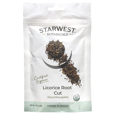 Starwest Botanicals, Certified Organic Locorice Root Cut, 1,59 uncji (45 g)