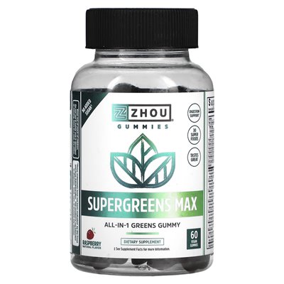 Zhou Nutrition, Supergreens Max, malina, 60 wegański