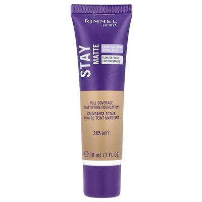 Rimmel London, Stay Matte, Full Countage Mattifing Foundation, 305 Buff, 1 Fl Oz (30 ml)