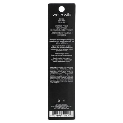Wet n Wild, bruchfester, wasserfester, einziehbarer Gel-Eyeliner, 1111493 Schwarzbraun, 0,008 oz (0,23 g)