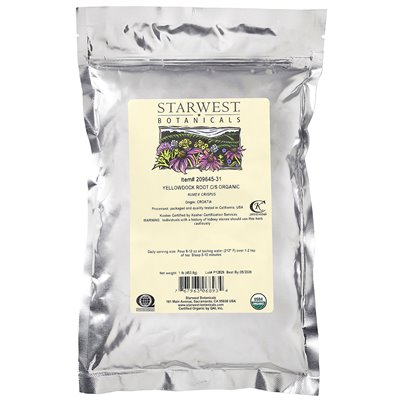 Starwest Botanicals, Organic Yellowdock Root, Cut &amp Shared, 1 funt (453,6 g)
