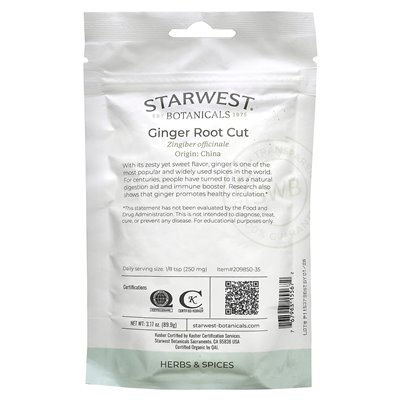 Starwest Botanicals, geschnittene Bio-Ingwerwurzel, 3,17 Unzen (89,9 g)