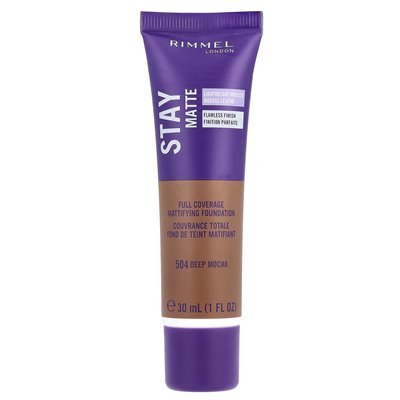 Rimmel London, Stay Matte, Full Countage Mattifing Foundation, 504 Deep Mocha, 1 Fl Oz (30 ml)