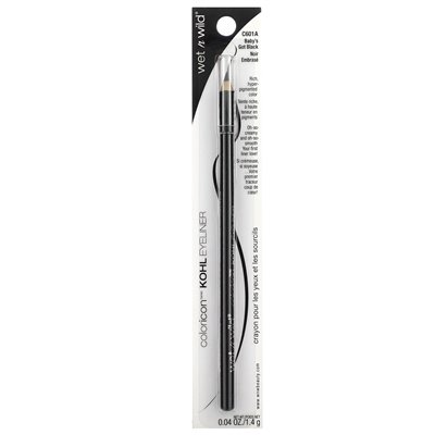 Wet n Wild, ikona kolorów, eyeliner Kohl, 601a Baby's Got Black, 0,04 uncji (1,4 g) Wet n Wild, ikona kolorów, eyeliner Kohl, 601a Baby's Got Black, 0,04 uncji (1,4 g)