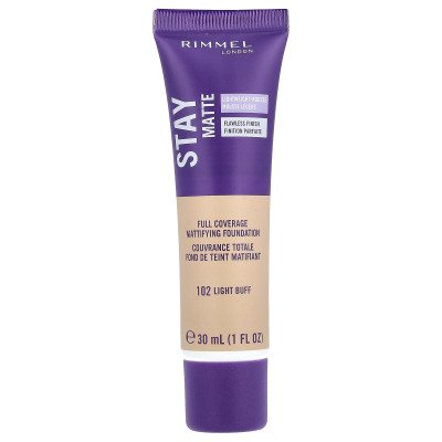 Rimmel London, Stay Matte, Full Countage Mattifying Foundation, 102 Buff Buff, 1 Fl Oz (30 ml)