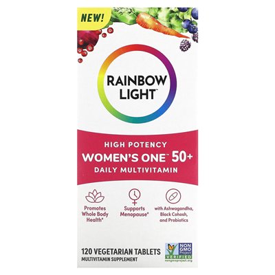 Rainbow Light, Women One 50+, Tägliches Multivitaminpräparat, Hochdosiert, 120 Vegetarische Tabletten