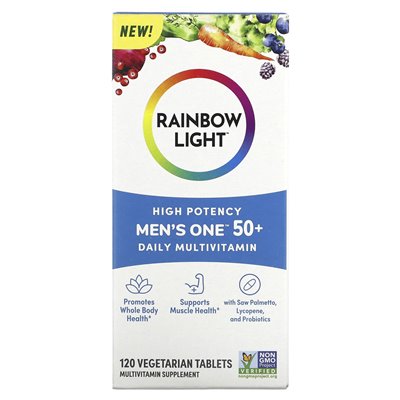 Rainbow Light, Męska jedna+ dzienna multiwitamin, wysoka moc, 120 wegetariańskich tabletek
