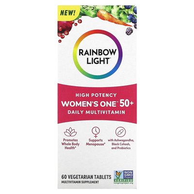 Rainbow Light, Jedna 50+, Codzienny Multiwitamin, Wysokiej Potencji, 60 Wegetariańskich Tabletek Rainbow Light, Jedna 50+, Codzienny Multiwitamin, Wysokiej Potencji, 60 Wegetariańskich Tabletek
