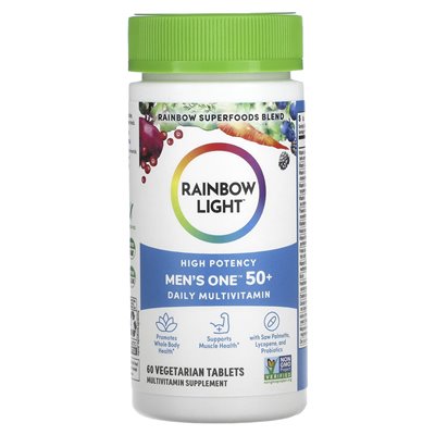 Rainbow Light, Men‘s One+ Daily Multivitamin, hochdosiert, 60 vegetarische Tabletten