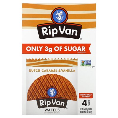 RIP Van Wafels, Dutch Caramel & Vanilla, 4 Packs, 1.16 oz (33 g)