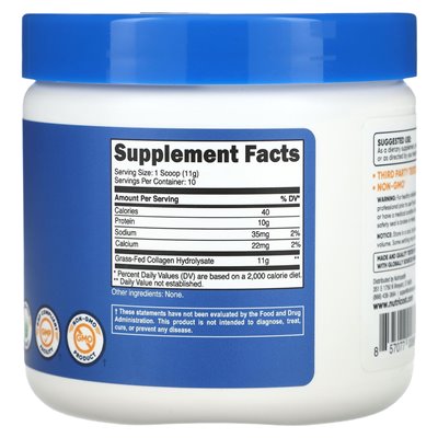 Nutricost, kolagen karmiony trawą, bez skamielony, 4 uncje (113 g)