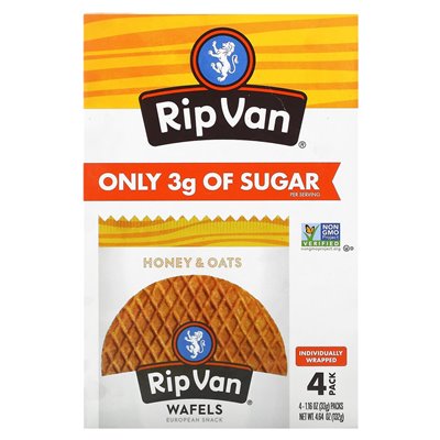 RIP Van Wafels, Honig & Hafer, 4 Packungen, 1,16 oz (33 g)