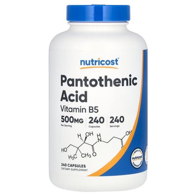 Nutricost, kwas pantotenowy, 500 mg, 240 kapsułek