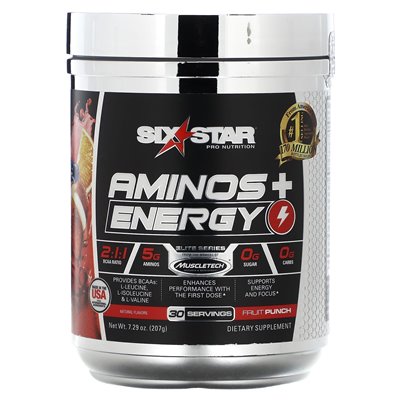 Sixstar, Elite Series, Aminos + Energy, Fruit Punch, 7,29 uncji (207 g)