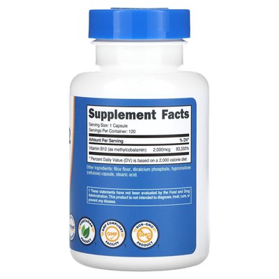 Nutricost, Vitamin B12, 2,000 mcg, 120 Capsules Nutricost, Vitamin B12, 2,000 mcg, 120 Capsules