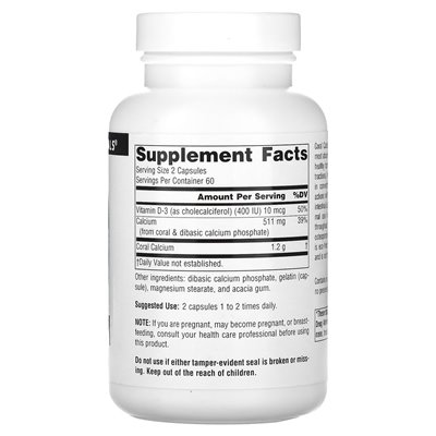 Natural Source, Korallenkalzium, 600 mg, 120 Kapseln