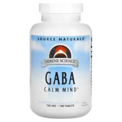 Źródło Naturals, Serene Science®, GABA, 750 mg, 180 tabletek