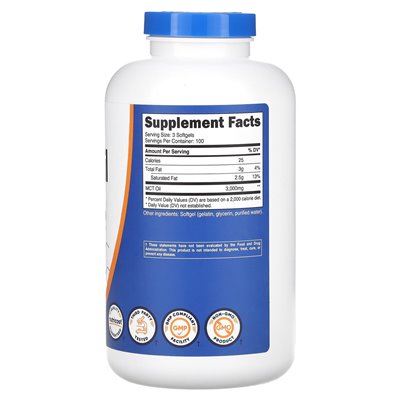 Nutricost, olej MCT, 3000 mg, 300 miękkich (1000 mg na softgel)
