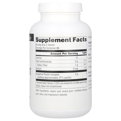 Źródło Naturals, pektyna grejpfruta, 1000 mg, 240 tabletek (333 mg na tablet)