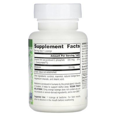 Source Naturals, Vegan True, Melatonin, Orange, 2.5 mg, 60 lozenges