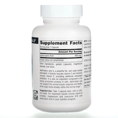 Source Naturals, Kwas Alfa Liponowy, 600 mg, 60 kapsułek Source Naturals, Kwas Alfa Liponowy, 600 mg, 60 kapsułek