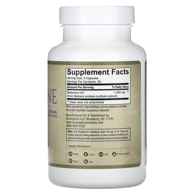 SUNERGEGIC, BERBERINE, 1200 mg, 60 kapsułek (600 mg na kapsułkę) SUNERGEGIC, BERBERINE, 1200 mg, 60 kapsułek (600 mg na kapsułkę)