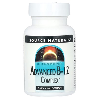 Źródło Naturals, zaawansowany kompleks B-12, 5 mg, 60 ssaków Źródło Naturals, zaawansowany kompleks B-12, 5 mg, 60 ssaków