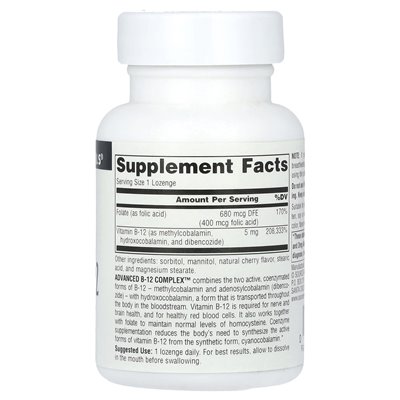 Źródło Naturals, zaawansowany kompleks B-12, 5 mg, 60 ssaków Źródło Naturals, zaawansowany kompleks B-12, 5 mg, 60 ssaków