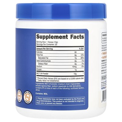Nutricost, proszek olejowy MCT, bezsłagany, 8,1 uncji (227 g)