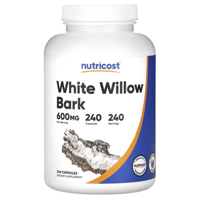 Nutricost, biała kora wierzba, 600 mg, 240 kapsułek