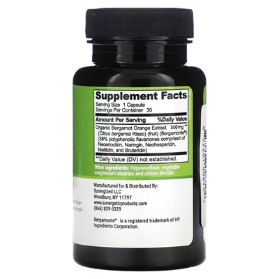 SUNERGEGIC, Citrus Bergamot, 500 mg, 30 capsules