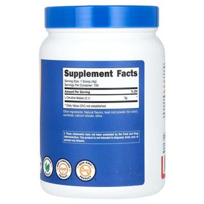 Nutricost, l-cytrulina jabłczan 2: 1, Strawberry Kiwi, 21,4 uncji (600 g)