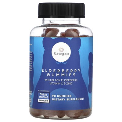 Sunergetic, Elderberry Gummies, With Black Elderberry, Vitamin C & Zinc, Raspberry, 90 Gummies Sunergetic, Elderberry Gummies, With Black Elderberry, Vitamin C & Zinc, Raspberry, 90 Gummies