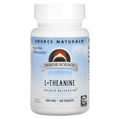 Źródło Naturals, Serene Science, L-Thanine, 200 mg, 60 tabletek