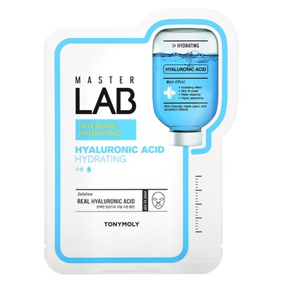 Tonymoly, Master Lab, Hyaluron-Kosmetikmaske, feuchtigkeitsspendend, 1 Blatt, 19 g