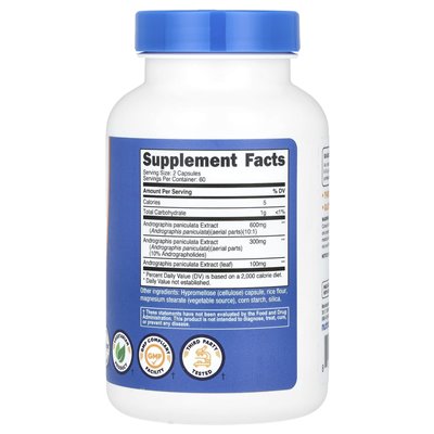 Nutricost, ekstrakt z andrographis, 1000 mg, 120 kapsułek (500 mg na kapsułkę)