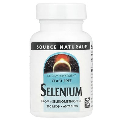 Źródło Naturals, selen, drożdżowe, 200 mcg, 60 tabletek