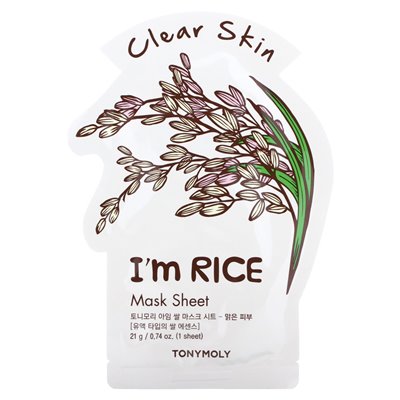 Tonymoly, I am rice, transparent cosmetic mask, 1 sheet, 0.74 oz (21 g)