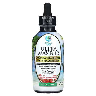 Tropical Oasis, Ultra Max B-12, Delicious Strawberry, 5,000 mcg, 4 fl oz (120 ml) Tropical Oasis, Ultra Max B-12, Delicious Strawberry, 5,000 mcg, 4 fl oz (120 ml)