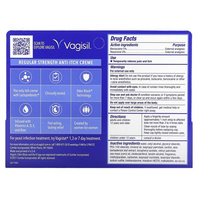 Vagisil, Creme Anty-Titch, regularna siła, 1 uncja (28 g)
