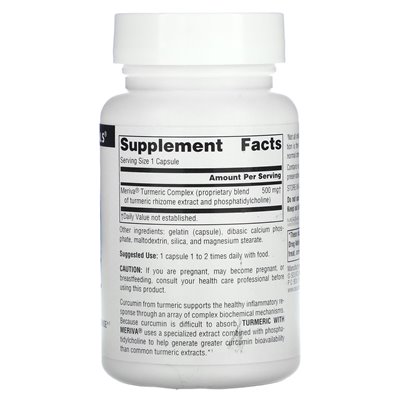 Źródło Naturals, kurkuma z merivą, 500 mg, 30 kapsułek Źródło Naturals, kurkuma z merivą, 500 mg, 30 kapsułek