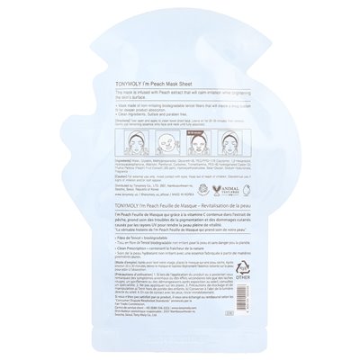 Tonymoly, I'm Peach, Vitalisierende Schönheitsmaske, 1 Blatt, 0,74 oz (21 g)